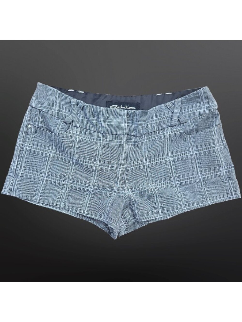 Y2K Low Rise Mini Dress Shorts Gray Plaid Office Siren Size 3 Corpcore Academia